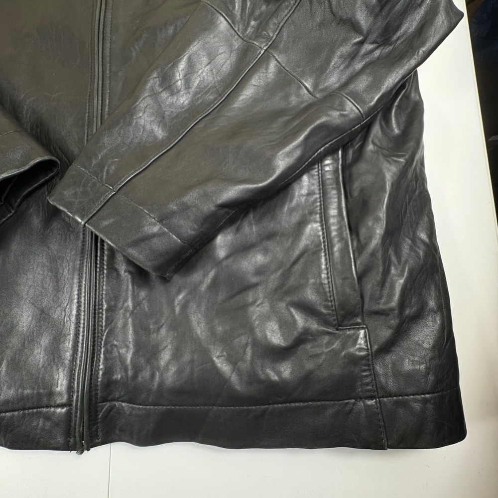 Vintage Lambskin Leather Jacket Mens 2XL Black Full Zip Minimalist - Picture 2 of 16